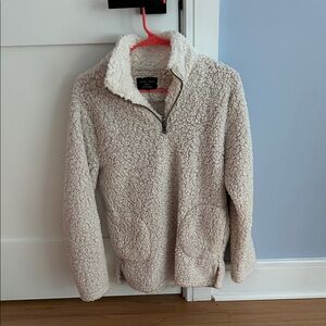 Love Tree Women's Cream Zip-Up Sherpa Sweater